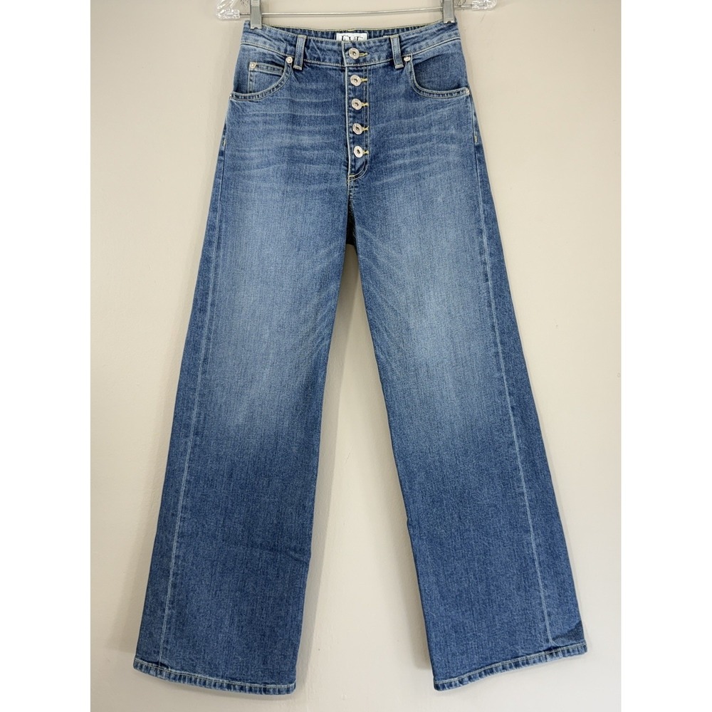EVE Denim The Charlotte Wide Leg Jeans‎ Women's 25 Exposed Button Fly Blue